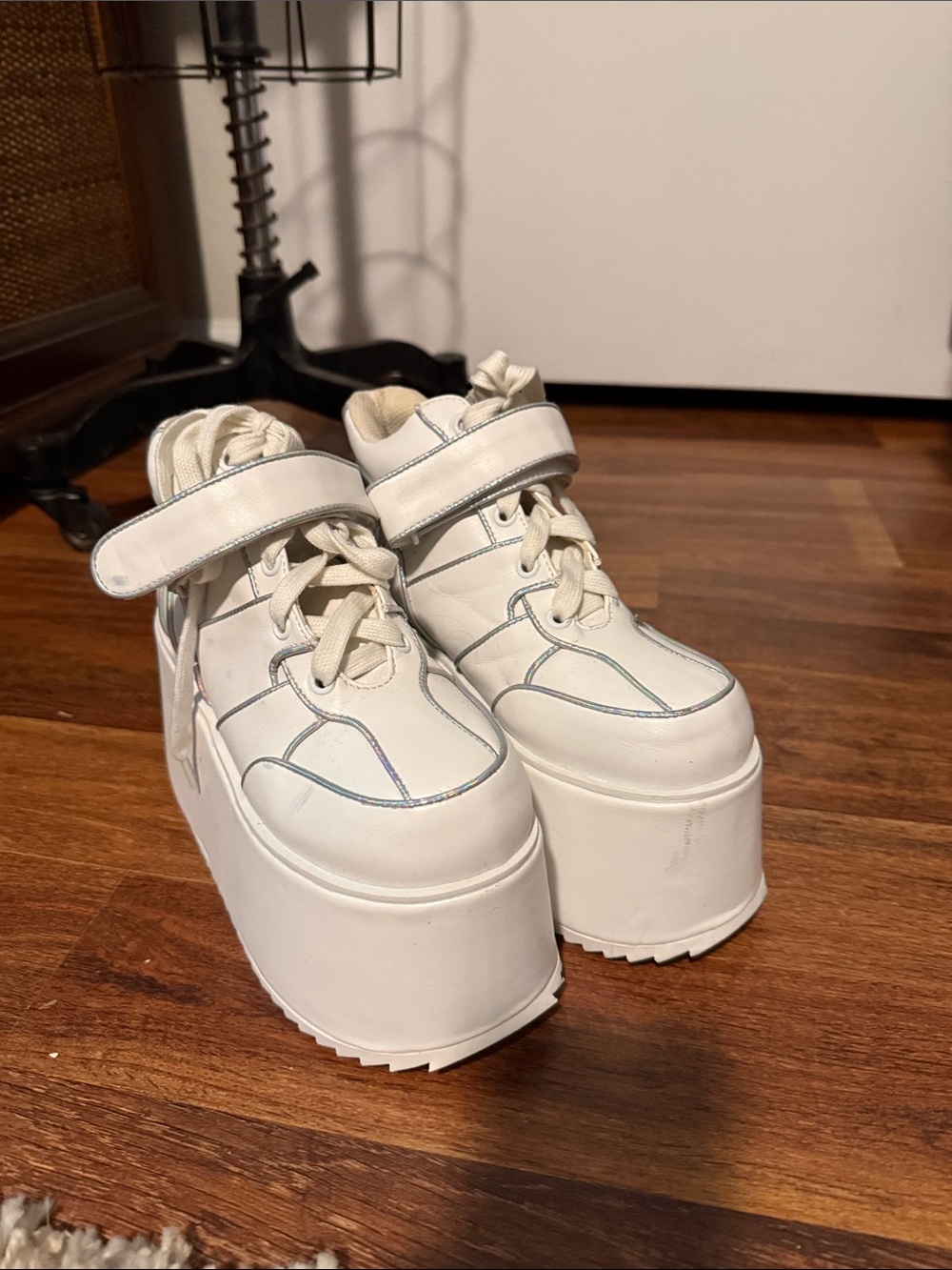 Dolls Kill White Chunky Platform Mary Jane Sneakers